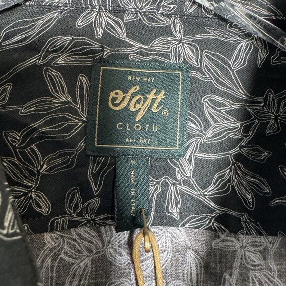 Soft Cloth Brand soft point collar mens shirt italian leaf print size medium - Picture 6 of 11